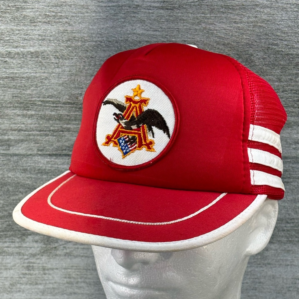 VTG San Sun Anheuser-Busch Patch 3 Stripe Mesh Snapback Trucker Hat Foam OSFA